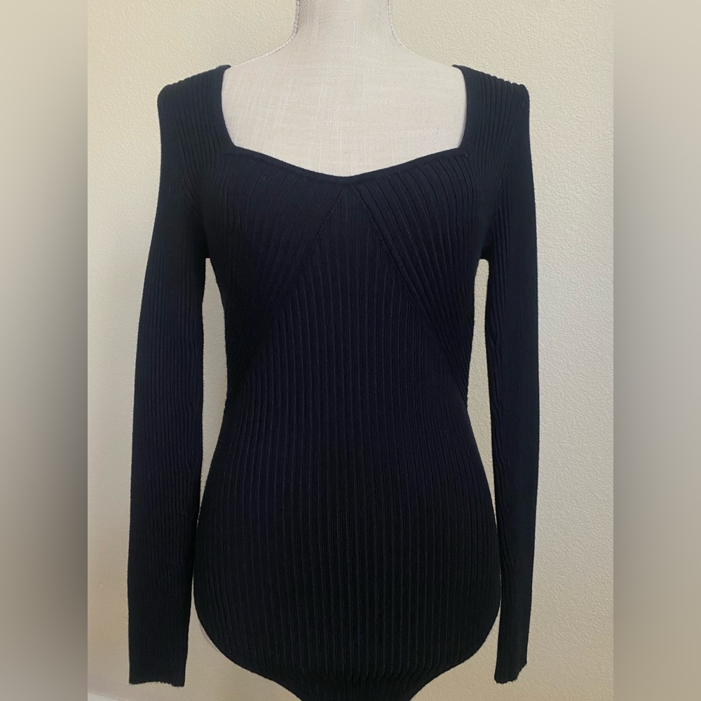 Abercrombie & Fitch Ribbed Long Sleeve Bodysuit